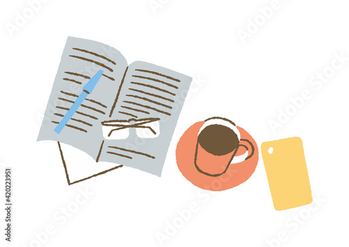 コーヒーとメガネと携帯電話_背景02