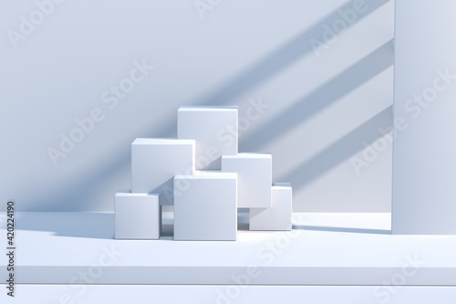 3d rendering white simple stand 