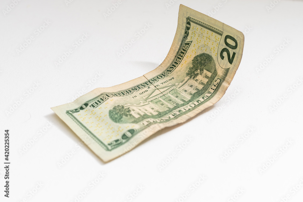 American bank notes isolated on the white background American bank notes isolated on the white background