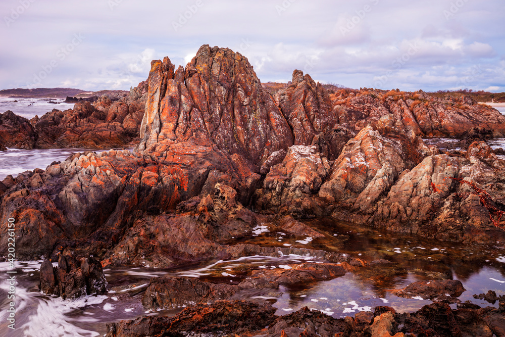 Sarah Anne Rocks. An incredible wild, desolate and at the same time ,scenic and beautiful location. Arthur Pieman Conservation Area. Tarkine Coast. Edge of the World. North Western Tasmania, Australia