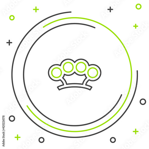 Line Brass knuckles icon isolated on white background. Colorful outline concept. Vector