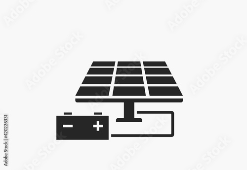 Accumulation solar energy icon. solar panel and accumulator. sustainable, renewable and alternative energy symbol