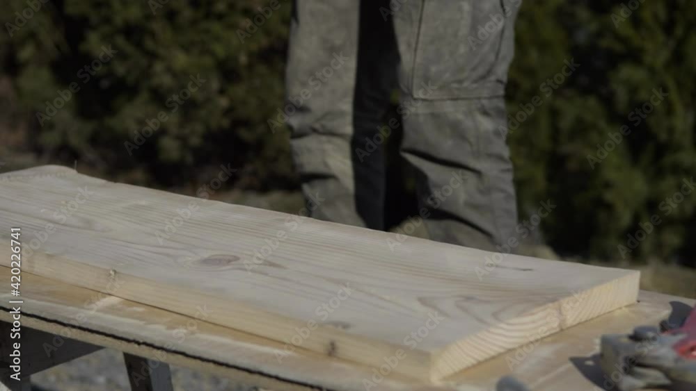 Hand sanded wooden board, checking, material for a table Hand sanded wooden board, checking, material for a table
