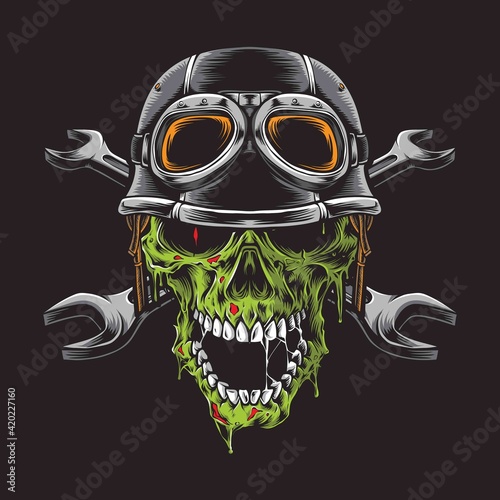 zombie biker head vector logo