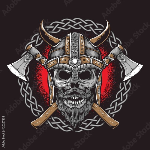 viking with axe vector logo