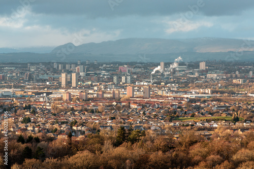 View of the Glasgow cityscape from Cathkin Braes Country Park photo