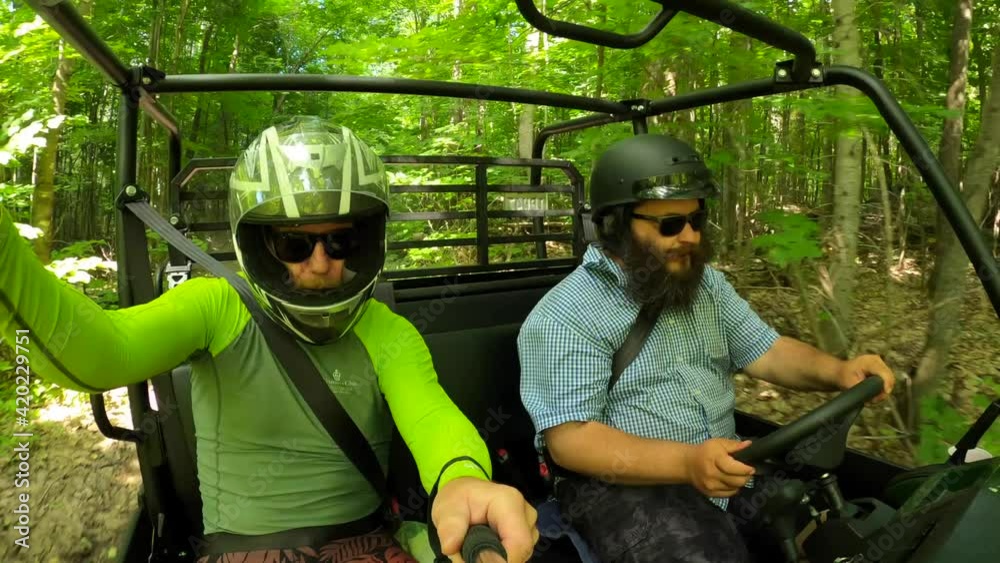 random characters driving utv together gopro selfie