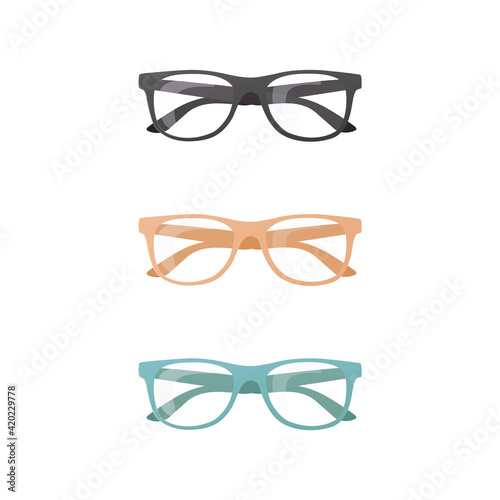 Eyeglasses concept set. Flat Vector Illustration. Isolated on white background. 