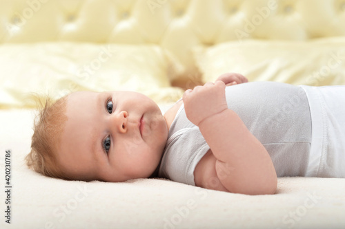 cute little baby girl  on bed