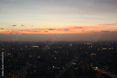 Tokyo Cityscape at dusk in Tokyo city  Japan -                          