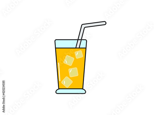 glass of orange juice with straw