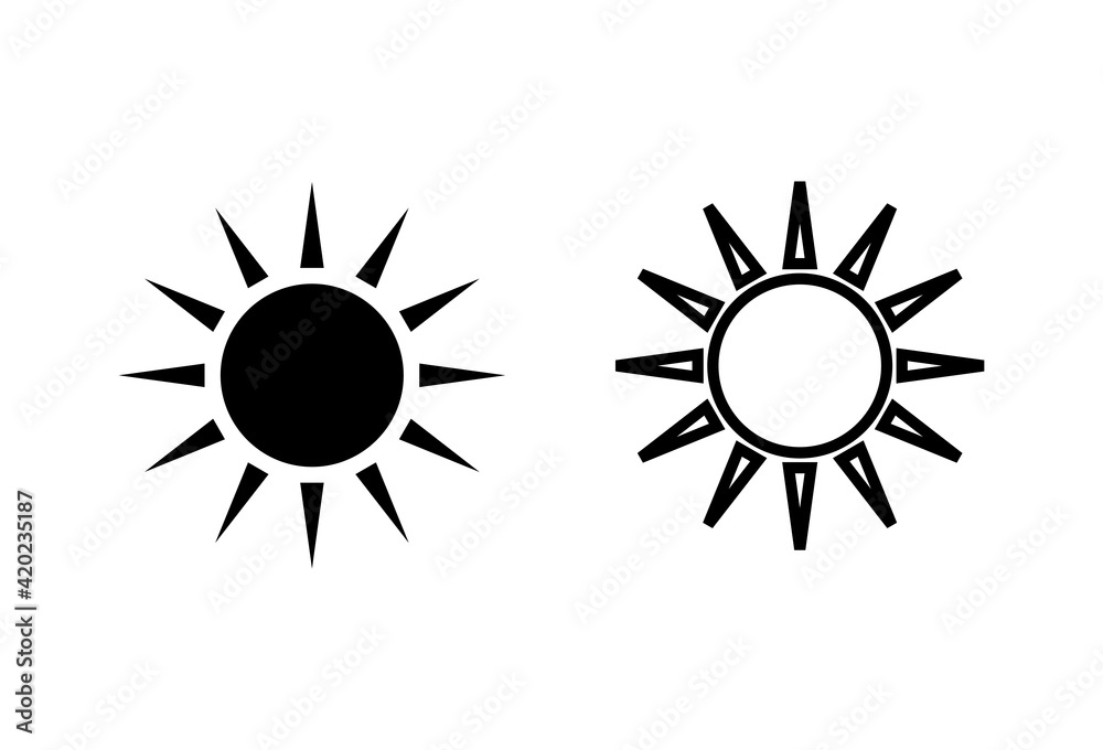 Sun icon set. Brightness Icon vector Sun icon set. Brightness Icon vector