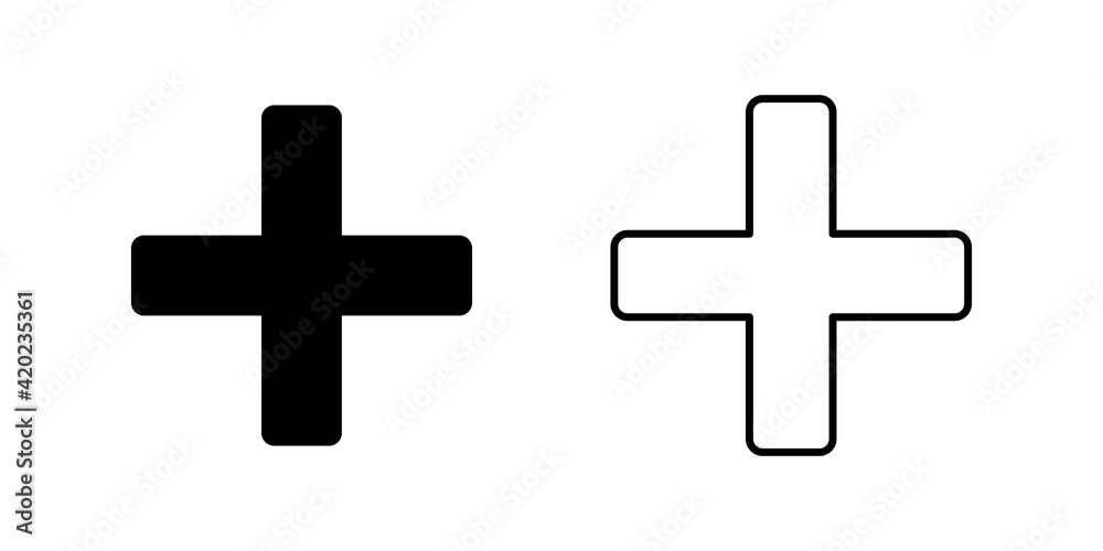Fototapeta premium Plus Icon set. Add plus icon