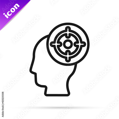 Black line Target sport icon isolated on white background. Clean target with numbers for shooting range or shooting. Vector