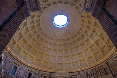 Pantheon temple interior in Rome, Italy