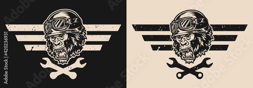 Motorcycle repair vintage emblem