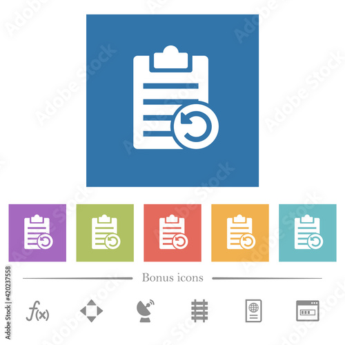 Undo note changes flat white icons in square backgrounds photo