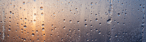 Frost on the window. Close-up. Icy bacground