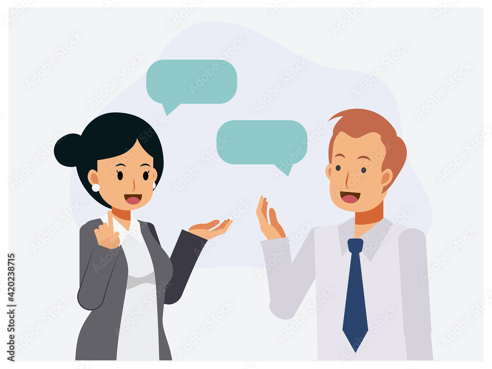 2 of businesspeople are discussing. Flat vector cartoon character illustration. 2 of businesspeople are discussing. Flat vector cartoon character illustration.