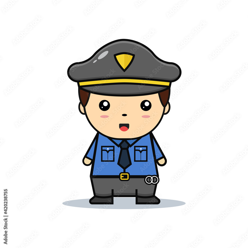 Kawaii illustration police vector graphics