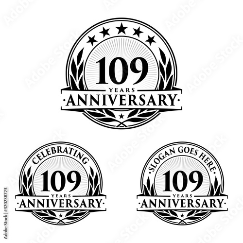 109 years anniversary collection logotype. Vector and illustration.
