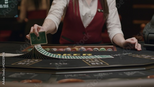 Croupier gambling table in casino