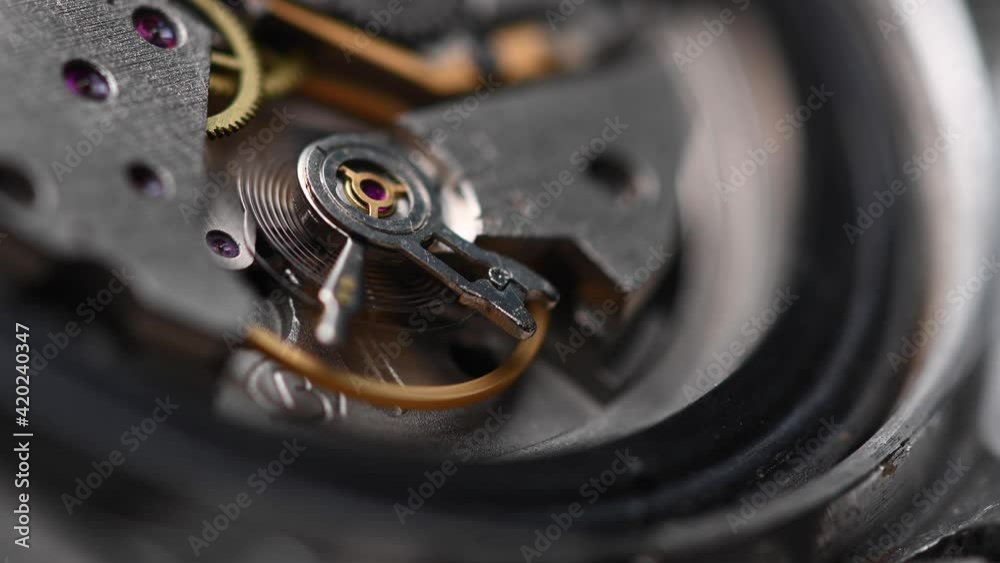 custom made wallpaper toronto digitalInternal working mechanism of the wristwatch with a rapidly rotating pendulum and gears. 4k clock close up with shallow depth of field
