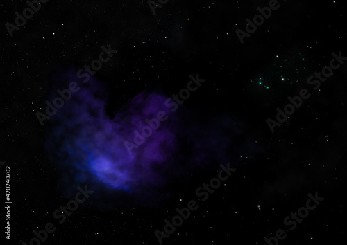 Star field and distant cold space nebula.