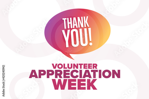 Volunteer Appreciation Week. Holiday concept. Template for background, banner, card, poster with text inscription. Vector EPS10 illustration.