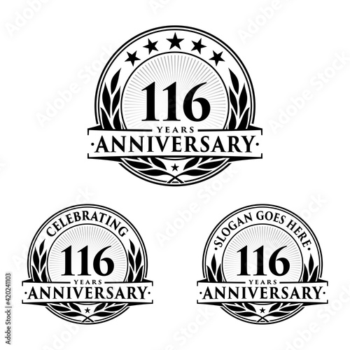 116 years anniversary collection logotype. Vector and illustration. 