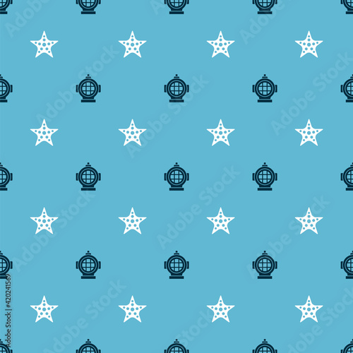 Set Aqualung and Starfish on seamless pattern. Vector