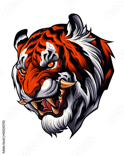 Tiger head in Japanese style depiction