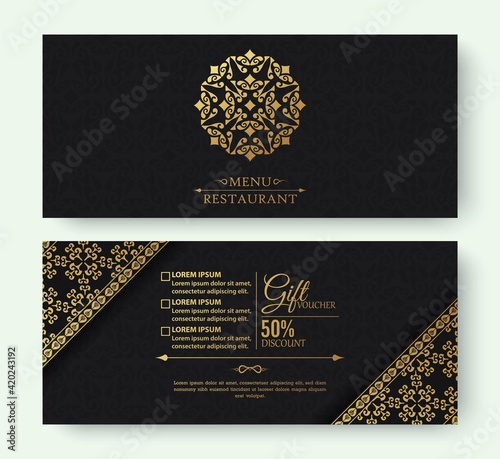 Menu restaurant luxury gift voucher design template