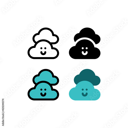 Cloudy overcast ​Cloud Weather Beach and Ocean Outline Icon, Logo, and illustration