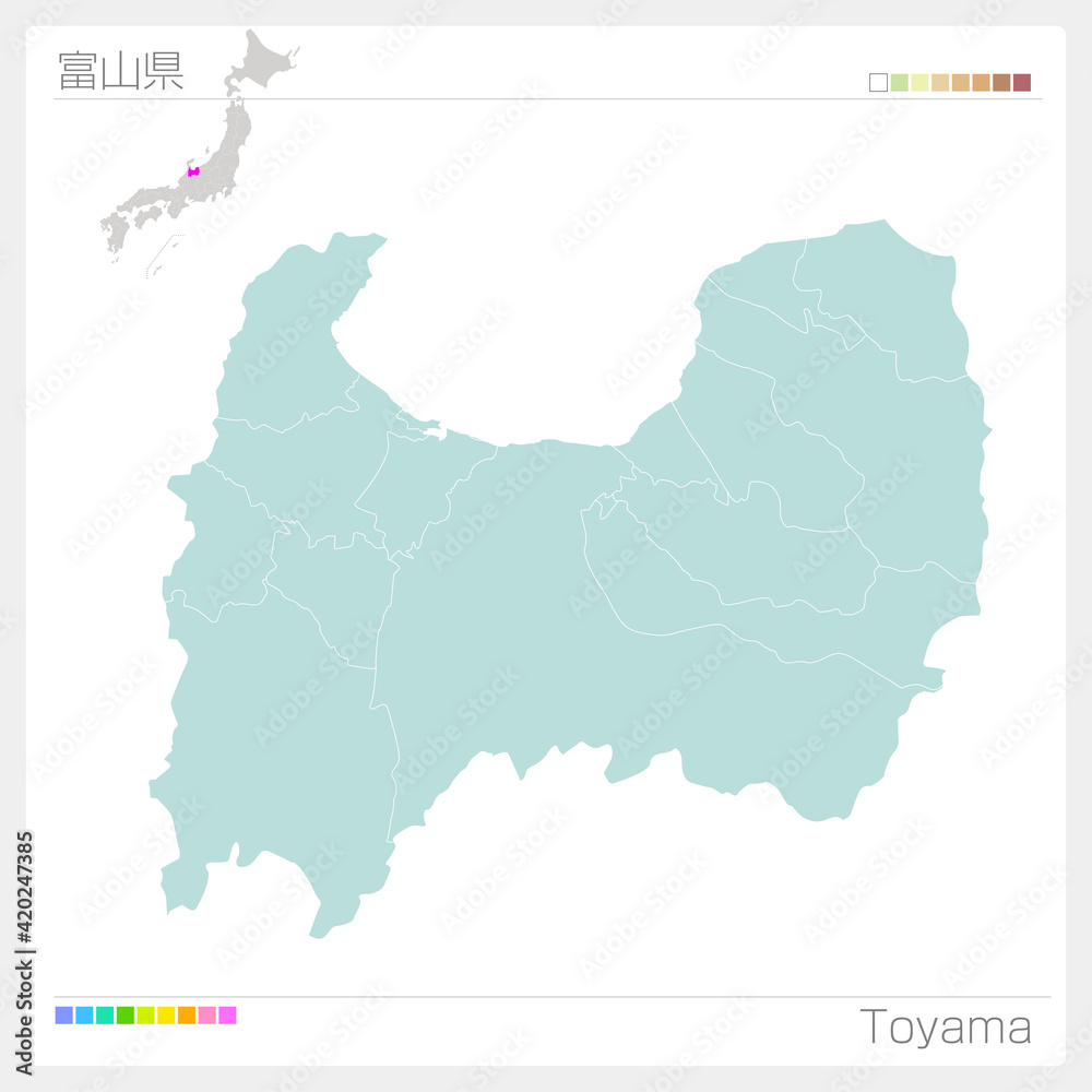 富山県の地図・Toyama（市町村・区分け）