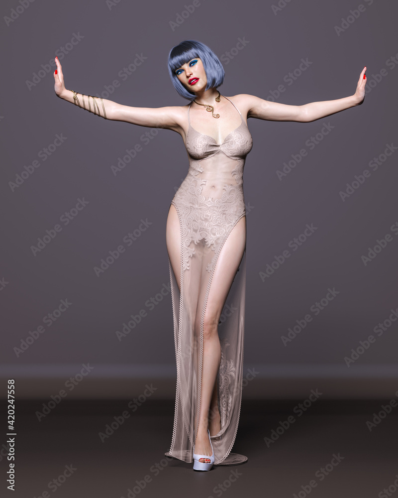 Beautiful brunette woman in long evening dress. Beautiful brunette woman in long evening dress.