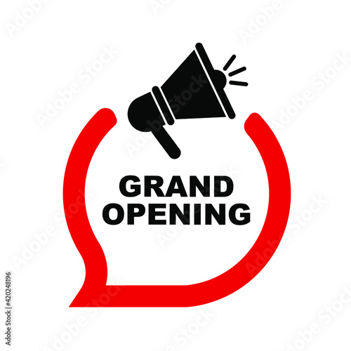 grand opening sign on white background 