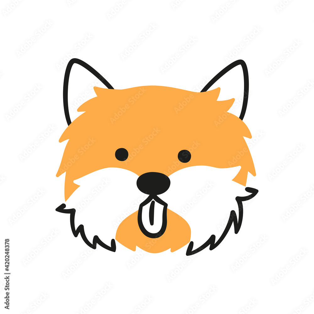 Cute yorkshire terrier face. Dog head icon. Hand drawn isolated vector illustration in doodle style on white background Cute yorkshire terrier face. Dog head icon. Hand drawn isolated vector illustration in doodle style on white background