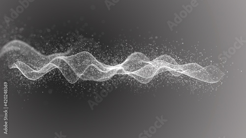 Internet technology network. Abstract black and white background. Large amount of data. 3d rendering.