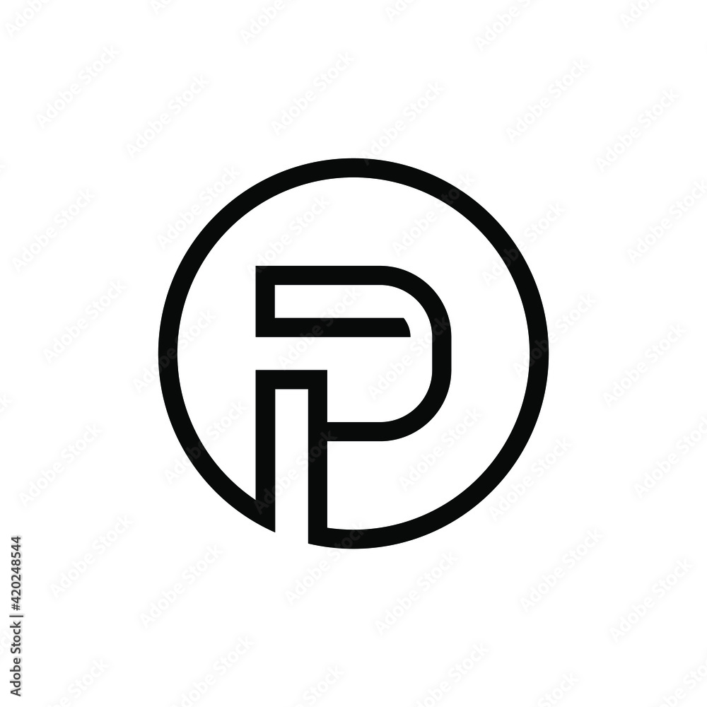 Initial letter P logo template with modern geometric circle line art illustration in flat design monogram symbol