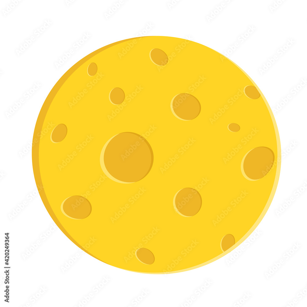 Yellow cartoon moon for fesign on white Yellow cartoon moon for fesign on white