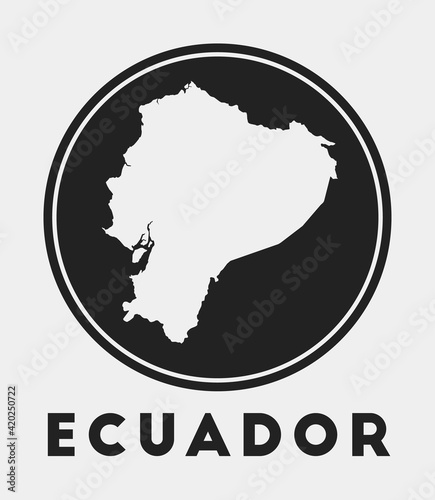 Ecuador icon. Round logo with country map and title. Stylish Ecuador badge with map. Vector illustration.