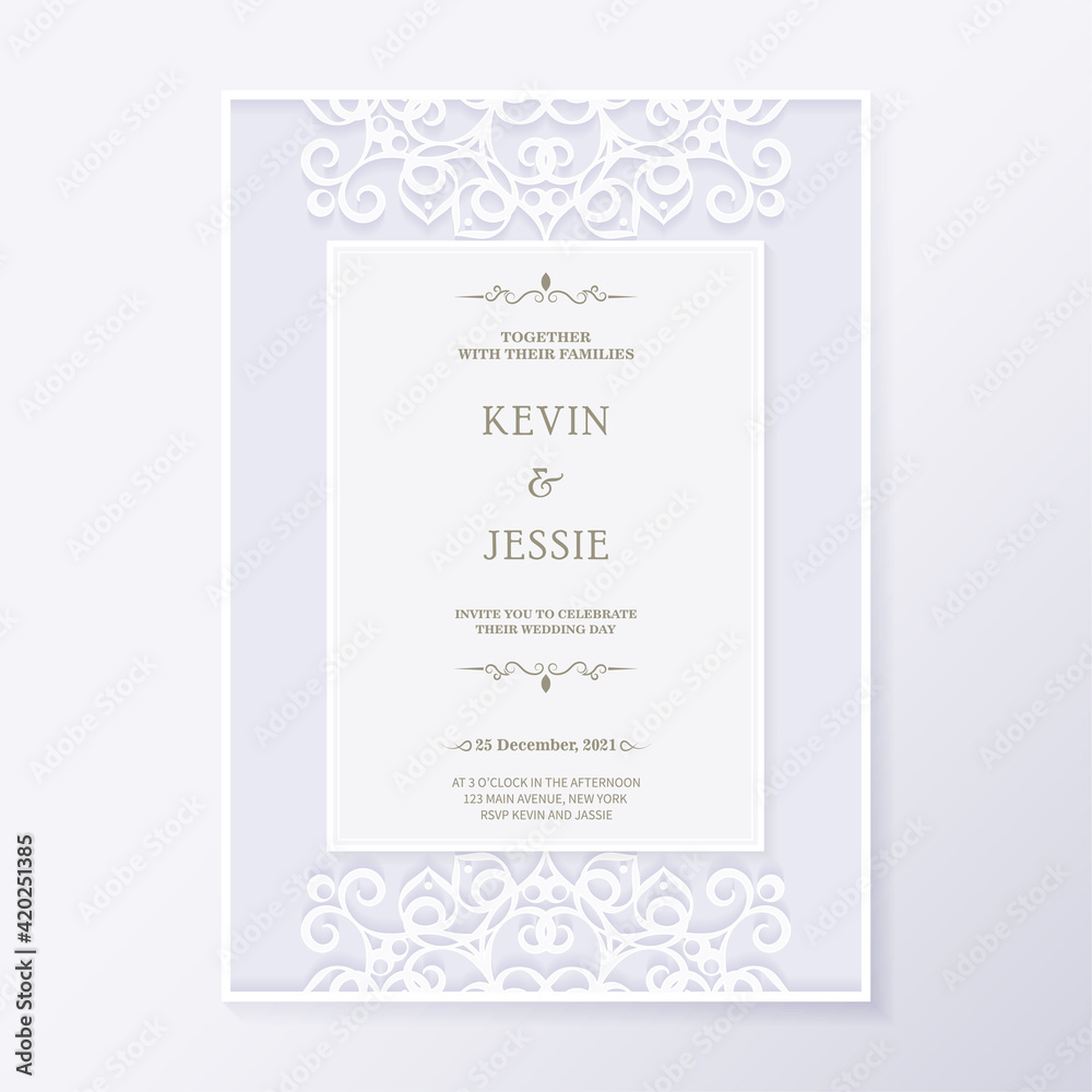 wedding invitation card with floral ornaments