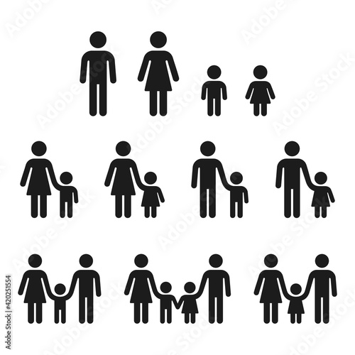 Parents with children icons Fototapeta