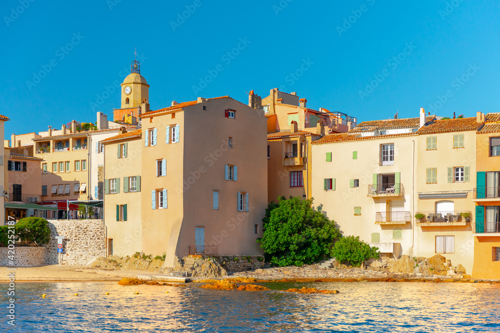 View of the city of Saint-Tropez, Provence, Cote d'Azur, a popular destination for travel in Europe