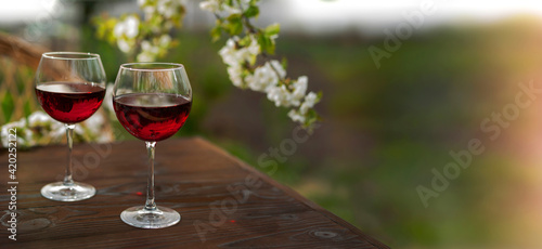 Wine Tasting Party in spring in the garden