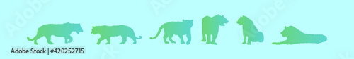 set of tiger cartoon icon design template with various models. vector illustration isolated on blue background