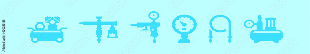 Naklejka premium set of air pump cartoon icon design template with various models. vector illustration isolated on blue background
