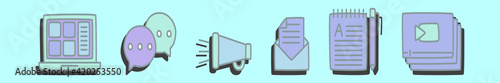 set of integrity cartoon icon design template with various models. vector illustration isolated on blue background