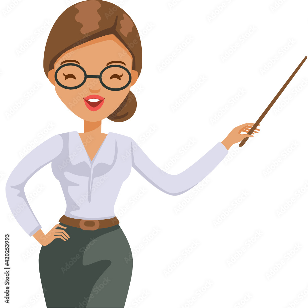 Woman teacher explaining gesture. Happy teacher's day. Master character catoon. Woman teacher explaining gesture. Happy teacher's day. Master character catoon.